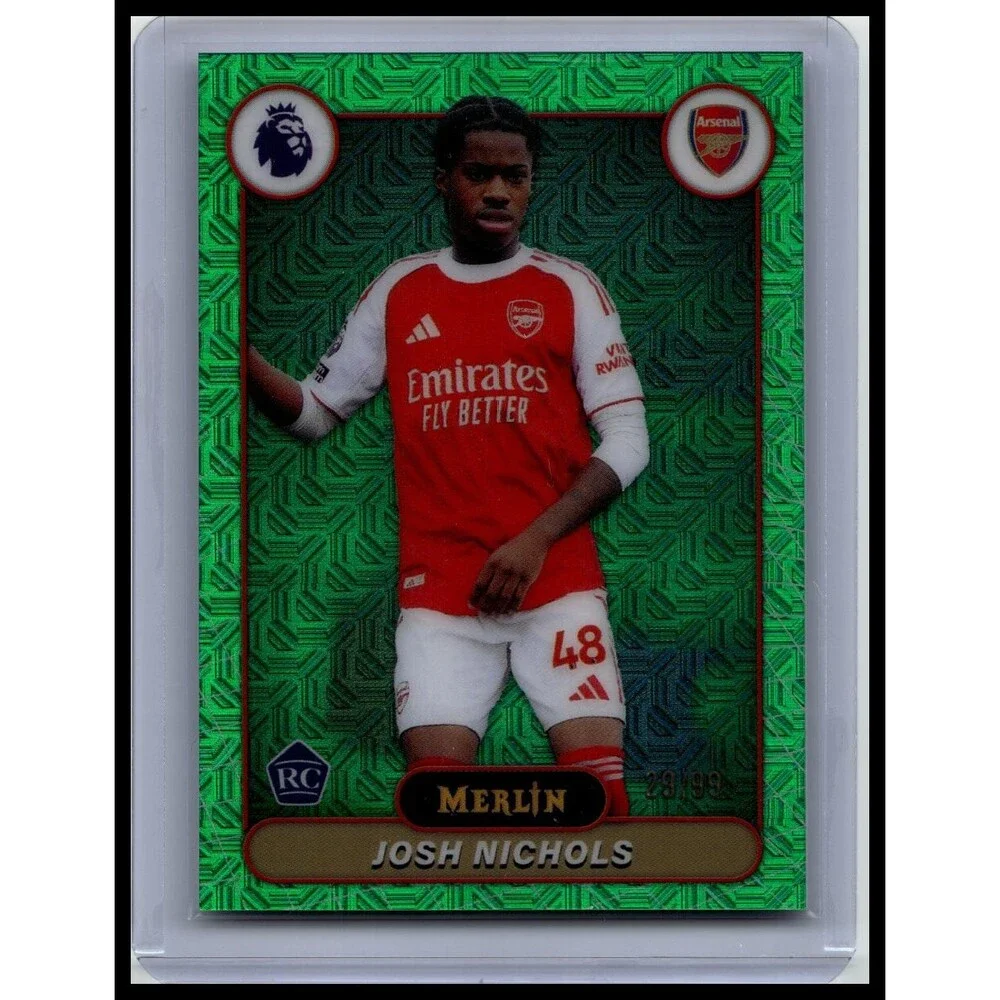 2026 Merlin Premier League Josh Nichols #19 Arsenal FC Green Mojo Rookie #/99